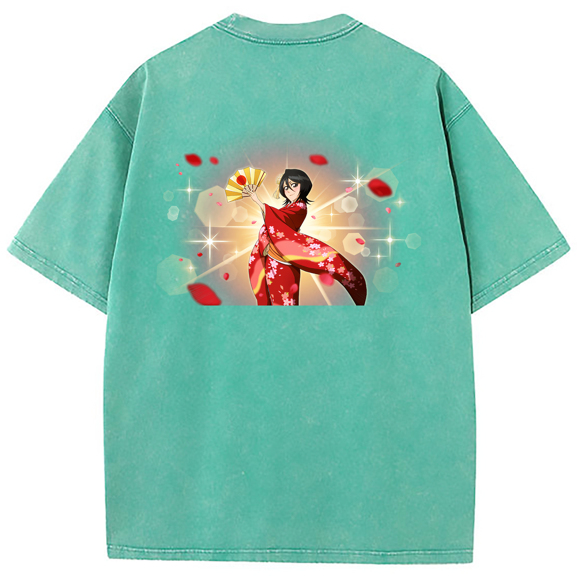 （画像用） ブリーチ 朽木ルキア BLEACH Kuchiki Rukia 綿100% ヴィンテージ風 半袖Tシャツ（背面プリント）